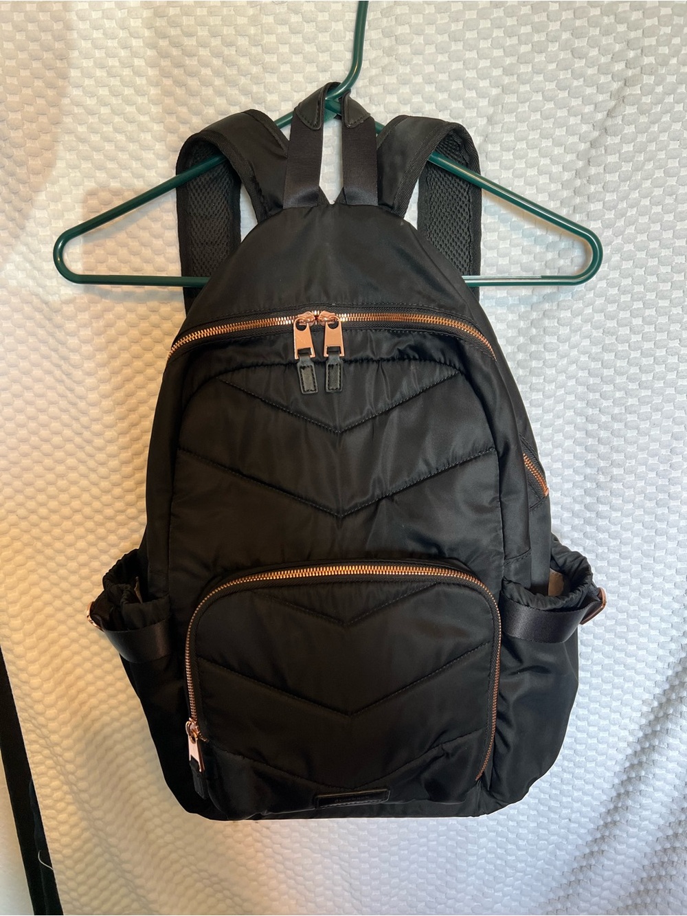 Storksak Black Backpack with Rose Gold Hardware